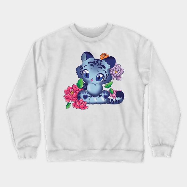 Cat under the flowers Crewneck Sweatshirt by Eikia